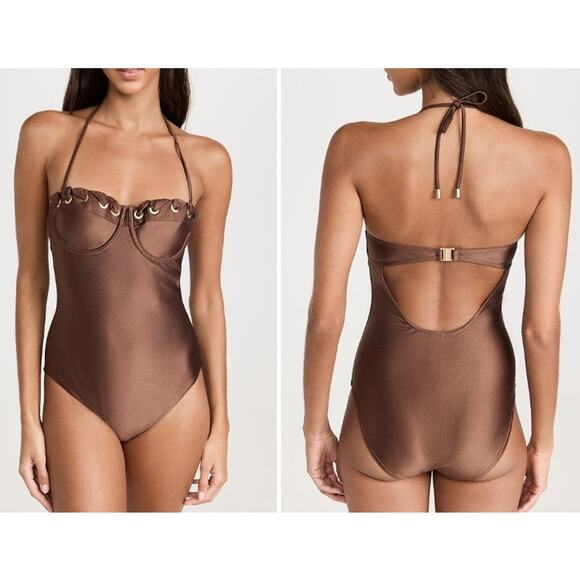 Zimmermann Other - Zimmermann Devi Eyelette Balconette One Piece Chocolate Size 2 NWT